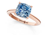 Rose gold Fancy Blue Cushion Cut Diamond Solitaire Engagement Ring with Classic Band and Four-Prong Setting_25
