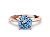Rose gold Fancy Blue Cushion Cut Diamond Solitaire Engagement Ring with Classic Band and Four-Prong Setting_87