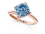 Rose gold Fancy Blue Cushion Cut Diamond Solitaire Engagement Ring with Four-Prong Setting and Classic Band_21