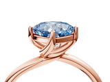 Rose gold Fancy Blue Cushion Cut Diamond Solitaire Engagement Ring with Four-Prong Setting and Classic Band_24