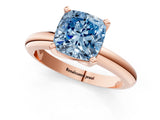 Rose gold Fancy Blue Cushion Cut Diamond Solitaire Engagement Ring with Round Band and Four-Prong Setting_138
