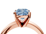 Rose gold Fancy Blue Cushion Cut Diamond Solitaire Engagement Ring with Round Band and Four-Prong Setting_141