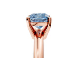 Rose gold Fancy Blue Cushion Cut Diamond Solitaire Engagement Ring with Round Band and Four-Prong Setting_142