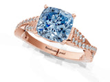 Rose gold Fancy Blue Cushion Cut Diamond Solitaire Engagement Ring with Twisted Pavé Band and Four-Prong Setting_45