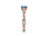 Rose gold Fancy Blue Cushion Cut Diamond Solitaire Engagement Ring with Twisted Pavé Band and Four-Prong Setting_46