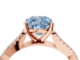 Rose gold Fancy Blue Cushion Cut Diamond Solitaire Engagement Ring with Twisted Pavé Band and Four-Prong Setting_48