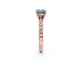 Rose gold Fancy Blue Cushion Cut Diamond Solitaire Pavé Engagement Ring with Round Band and Prong Setting_16
