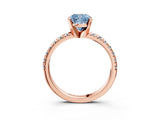 Rose gold Fancy Blue Cushion Cut Diamond Solitaire Pavé Engagement Ring with Round Band and Prong Setting_17