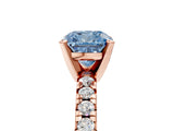 Rose gold Fancy Blue Cushion Cut Diamond Solitaire Pavé Engagement Ring with Round Band and Prong Setting_19