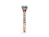Rose gold Fancy Blue Cushion Cut Diamond Solitaire Pavé Engagement Ring with Round Band and Prong Setting_58