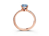 Rose gold Fancy Blue Cushion Cut Diamond Solitaire Pavé Engagement Ring with Round Band and Prong Setting_59