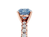 Rose gold Fancy Blue Cushion Cut Diamond Solitaire Pavé Engagement Ring with Round Band and Prong Setting_61