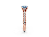 Rose gold Fancy Blue Cushion Cut Diamond Solitaire Pavé Engagement Ring with Round Band and Prong Setting_76
