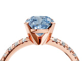 Rose gold Fancy Blue Cushion Cut Diamond Solitaire Pavé Engagement Ring with Round Band and Prong Setting_78