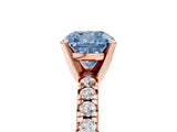 Rose gold Fancy Blue Cushion Cut Diamond Solitaire Pavé Engagement Ring with Round Band and Prong Setting_79