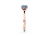Rose gold Fancy Blue Cushion Cut Diamond Solitaire Ring with Classic Band and Four-Prong Setting_2