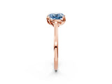 Rose gold Fancy Blue Cushion Cut Diamond Solitaire Ring with Flower Prong Setting and Classic Band_38