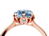 Rose gold Fancy Blue Cushion Cut Diamond Solitaire Ring with Flower Prong Setting and Classic Band_40