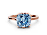 Rose gold Fancy Blue Cushion Cut Diamond Solitaire Ring with Flower Prong Setting and Classic Band_50