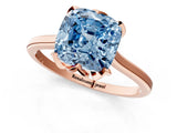 Rose gold Fancy Blue Cushion Cut Diamond Solitaire Ring with Flower Prong Setting and Classic Band_51