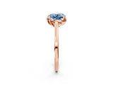 Rose gold Fancy Blue Cushion Cut Diamond Solitaire Ring with Flower Prong Setting and Classic Band_52