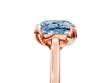 Rose gold Fancy Blue Cushion Cut Diamond Solitaire Ring with Flower Prong Setting and Classic Band_55