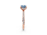 Rose gold Fancy Blue Cushion Cut Diamond Solitaire Ring with Four-Prong Setting and Pavé Band_5