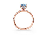 Rose gold Fancy Blue Cushion Cut Diamond Solitaire Ring with Four-Prong Setting and Pavé Band_6