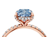 Rose gold Fancy Blue Cushion Cut Diamond Solitaire Ring with Four-Prong Setting and Pavé Band_7