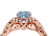 Rose gold Fancy Blue Cushion Cut Diamond Solitaire Ring with Hidden Halo and Pavé Band_31