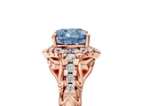 Rose gold Fancy Blue Cushion Cut Diamond Solitaire Ring with Hidden Halo and Pavé Band_32