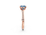 Rose gold Fancy Blue Cushion Cut Diamond Solitaire Ring with Pavé Band and Prong Setting_14