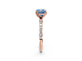 Rose gold Fancy Blue Cushion Cut Diamond Solitaire Ring with Pave Band and Four Prong Setting_90