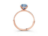 Rose gold Fancy Blue Cushion Cut Diamond Solitaire Ring with Pave Band and Four Prong Setting_91