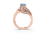 Rose gold Fancy Blue Cushion Cut Diamond Solitaire Ring with Prong Setting and Twisted Pavé Band_3