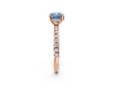 Rose gold Fancy Blue Cushion Cut Diamond Solitaire Ring with Round  Pavé Band and Four-Prong Setting_38