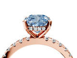 Rose gold Fancy Blue Cushion Cut Diamond Solitaire Ring with Round  Pavé Band and Four-Prong Setting_40
