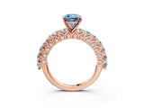Rose gold Fancy Blue Cushion Cut Diamond Solitaire Ring with Shared Prong Pavé Band and Four-Prong Setting_61