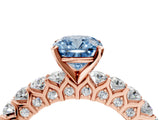 Rose gold Fancy Blue Cushion Cut Diamond Solitaire Ring with Shared Prong Pavé Band and Four-Prong Setting_62