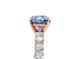 Rose gold Fancy Blue Cushion Cut Diamond Solitaire Ring with Shared Prong Pavé Band and Four-Prong Setting_63
