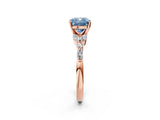 Rose gold Fancy Blue Cushion Cut Diamond Solitaire Ring with Side Stones and Four-Prong Setting_39
