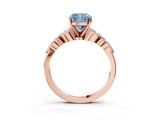 Rose gold Fancy Blue Cushion Cut Diamond Solitaire Ring with Side Stones and Four-Prong Setting_40