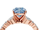 Rose gold Fancy Blue Cushion Cut Diamond Solitaire Ring with Side Stones and Four-Prong Setting_41