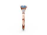 Rose gold Fancy Blue Cushion  Cut Diamond Solitaire Ring with Tapered Baguette Accents and Four-Prong Setting_47