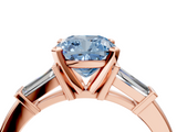 Rose gold Fancy Blue Cushion  Cut Diamond Solitaire Ring with Tapered Baguette Accents and Four-Prong Setting_49