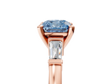 Rose gold Fancy Blue Cushion  Cut Diamond Solitaire Ring with Tapered Baguette Accents and Four-Prong Setting_50