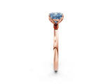 Rose gold Fancy Blue Cushion Cut Diamond Solitaire Ring with Thin Band and Prong Setting_14