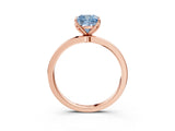 Rose gold Fancy Blue Cushion Cut Diamond Solitaire Ring with Thin Band and Prong Setting_15