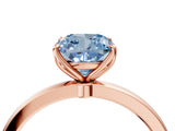 Rose gold Fancy Blue Cushion Cut Diamond Solitaire Ring with Thin Band and Prong Setting_16