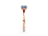Rose gold Fancy Blue Cushion Cut Diamond Solitaire Ring with Thin Band and Prong Setting_26